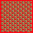 Bold red fabric with repeating roaring lion head pattern, Afrocentric fashion accessory.