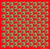 Bold red fabric with repeating roaring lion head pattern, Afrocentric fashion accessory.