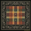 Plaid and paisley Afrocentric scarf with earth-tone colors and intricate border design