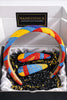 Colorful beaded Afrocentric headband and hair clips gift set in decorative box