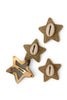 Set of star-shaped hair clips with natural cowrie shells and woven brown fabric, Afrocentric accessory