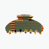 Afrocentric patterned hair claw clip with colorful geometric design on white background