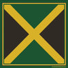 Jamaican flag design with green, black, and gold colors, Afrocentric style border, NANESSENCE text.
