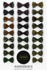 Handcrafted Afrocentric bow tie hair accessories in vibrant patterns on white background.