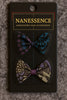 Afrocentric hair bows with bold geometric and cultural patterns on display card