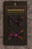 Afrocentric hair accessories set with two colorful patterned fabric bows on a display card