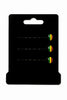 Set of three Afrocentric bobby pins with red, yellow, and green beads on black card