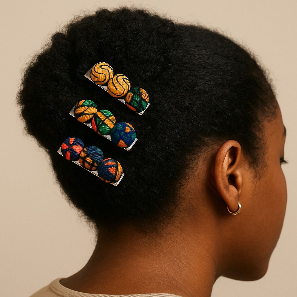 Ankara Button Hair Clips