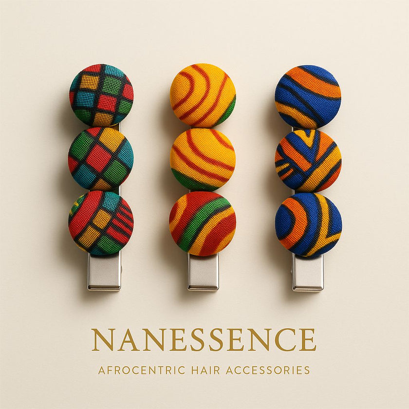 Ankara Button Hair Clips
