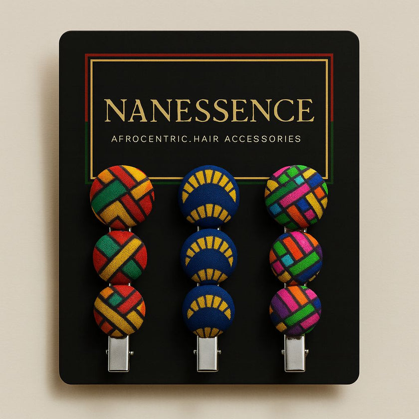 Ankara Button Hair Clips
