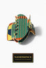 Colorful Afrocentric patterned hair claw clip with geometric and checkered designs on white background.