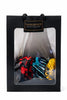Black gift bag with transparent window displaying colorful Afrocentric hair accessories