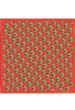 Red scarf with repeating lion head pattern, Afrocentric fashion accessory