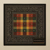 Afrocentric plaid scarf with paisley border, vibrant yellow, green, red, and black pattern